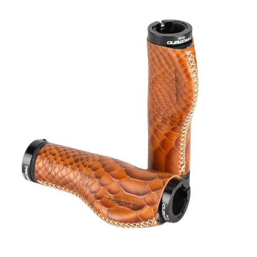 Wondervy Bike Grips Vintage Cowhide Leather Ergonomic Lock-On Bicycle Handlebar Grips For Mtb Bicycle Mountain Multicolor Brown #TOP1