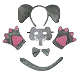 por poliéster y algodón Petitebelle Traje de Máscara de 5 Piezas Diadema Bowtie Guantes de Cola Un tamaño Elefante