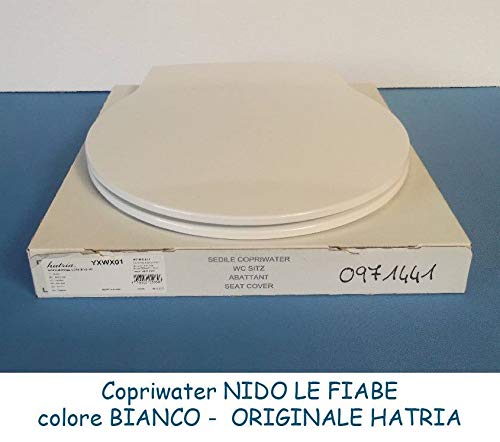 Hatria Copriwater Nido - Le Fiabe Originale con sgancio rapido per Pulizia del Sanitario - RALLENTATO termindurente Bianco