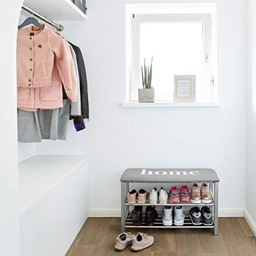 LOVE !T STORE !T Shoe Rack, Textile leather/metal, Home-Light Grey/Silver, 80x30x48cm