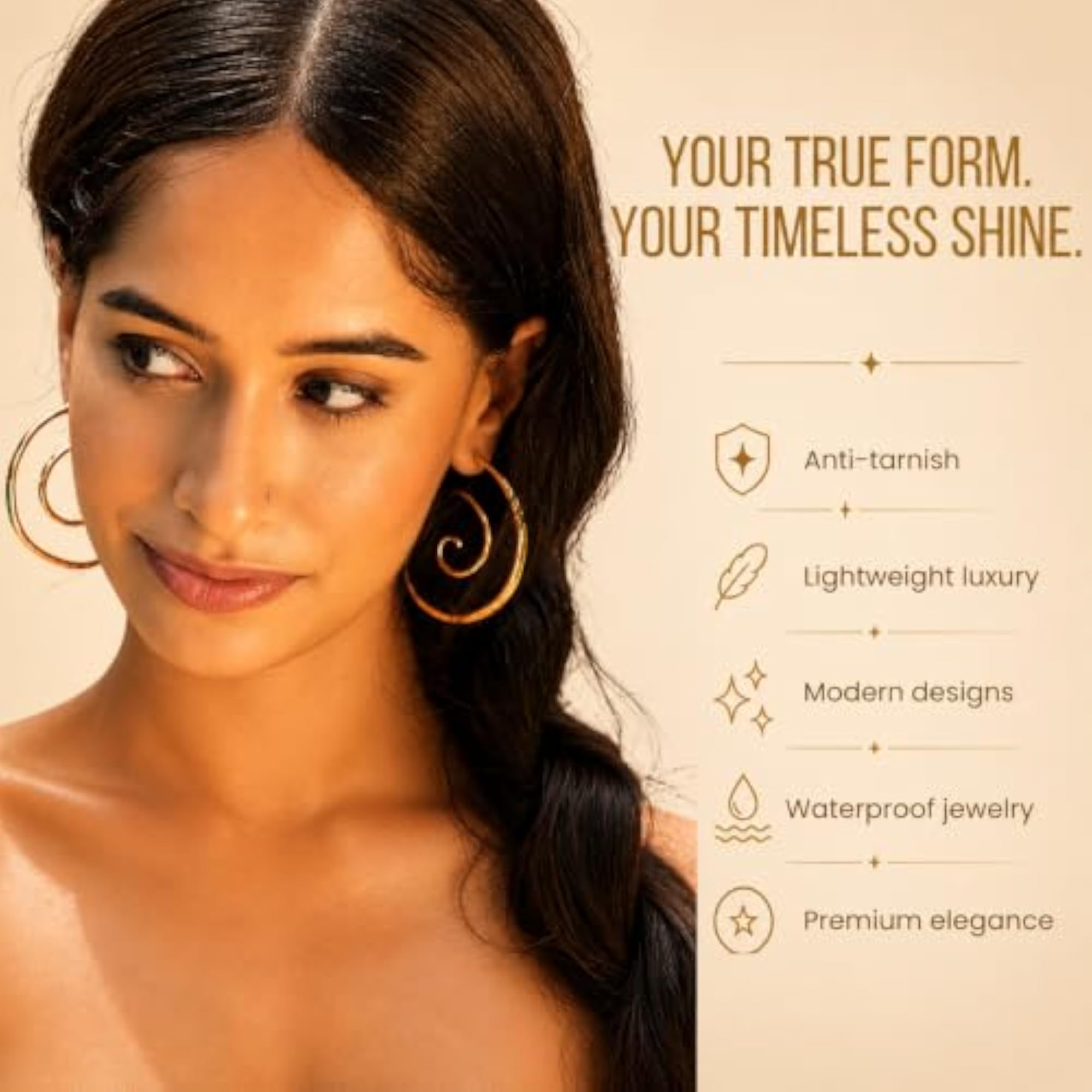 18K Gold Plated Spiral Hoop Earrings for Women