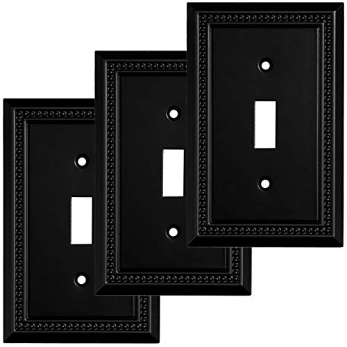 Image of Henne Bery Sunken Pearls Heavy Duty Switch Plate /Wall Plate /Outlet Cover (Single Toggle 3PK, Matte Black)
