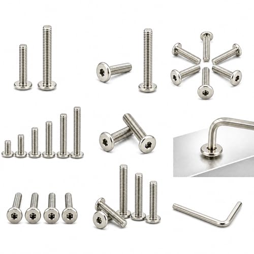 Image of By VP INDUSTRIES (Pcs-25) M5x30 mm Allen JCB Flat Head Screw Nickel Finish | Allen Key Furniture Bolt Fastener for Crib, Bunk Bed, Cot & Barrel Bolt Fittings