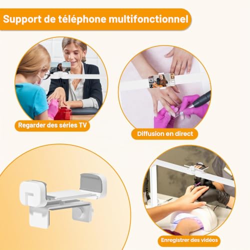 HomdMarket Lampe Demi Lune, 85cm Lampe Cils Professionnel, Lampes Extension de Cils Pliable, à Intensité Variable LED 40W avec Uminosité RéGlable en Trois Couleurs 3000-6000 K (Blanc) – vue 5