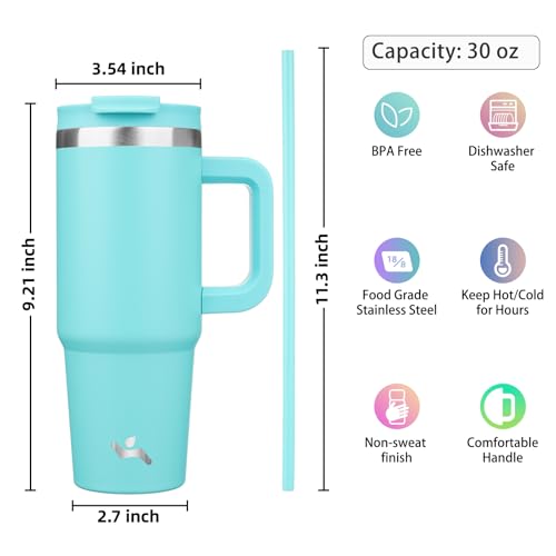 Image of Konokyo 30 oz Insulated Tumbler Water Bottle with Handle, Straw Lid
