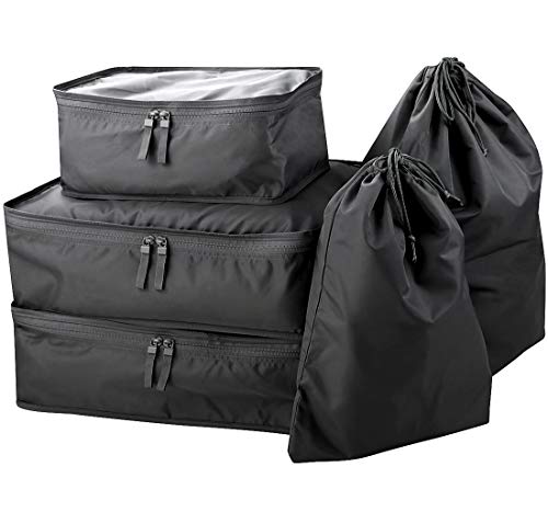 Preisvergleich Produktbild 5 Stück Koffer Gepäck Kleidungsstück Aufbewahrungstasche, Reise Koffer Organizer Set, Reise Packing Cubes Set, Schwarz