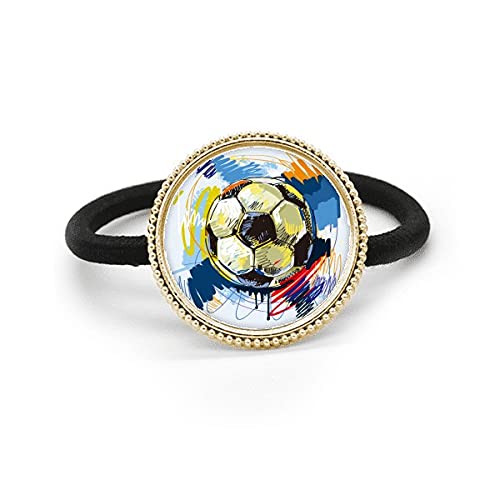 Tocado de goma y corbata de pelo de metal plateado con motivos de fútbol