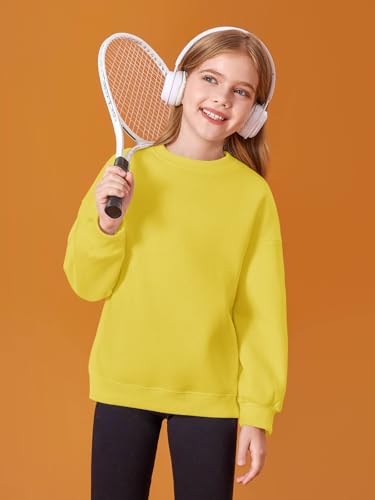 Image of Haloumoning Girls Oversized Crewneck Sweatshirts Kids Fleece Pullover Tops