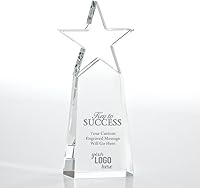 Vista 8 de Baudville Trofeo grabado – Cristal – Torre con estrella en la parte superior – Premio para empleados – Grabado personalizado de hasta cuatro líneas