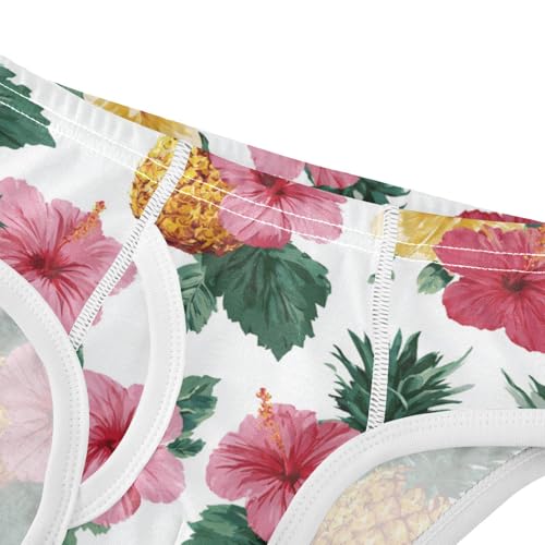 Wusikd Pineapple Hibiscus Boys' Underwear Cotton Flowers Boys Briefs Soft Toddler Underwear 2T4