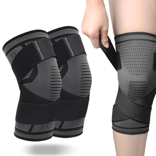 HABNI Genouillère De Compression Pour Homme Et Femme Avec Sangle Pour Douleurs Au Genou Déchirure Du Ménisque Arthrite Acl Genouillère Réglable Pour Le Football La Course Le Sport Le Yoga