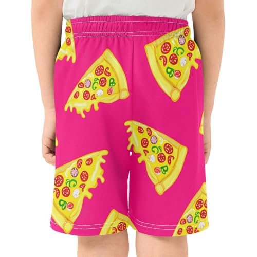 J JOYSAY Pepperoni Pizza Slice Fuchsia Boys Athletic Shorts Kids Youth Casual Shotrs with Pockets Elastic Waistband3