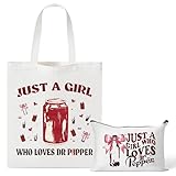 Jollaroo Drinks Lovers Canvas Bags - 2Pcs Soda Drinks Lover Gift Tote Bag Makeup Bag, Bring Me A Pepper And Tell Me Iβm Pretty Handbag Cosmetic Pouch, Supply for Birthday Party Vodka Drinkers