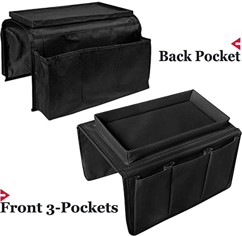 Non-Slip Armchair Caddy with Cup Holder Arm Rest Organizer TV Remote Control Holder Oxford Sofa Tray Chairs Couch Storage Arm Tidy Armrest Bag Bedside Space Saver Bag for Cellphone Magazines Glasses by BXT - Used condition - Image 4