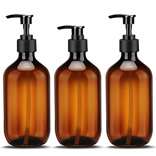 Dispensadores de Baño, 500 ML Botella de Bomba Recargable para Loción, Champú, Gel de Ducha, Crema para Manos, Botellas Vacías de Plástico de Baño para Viajes, Hotel - 3 PCS