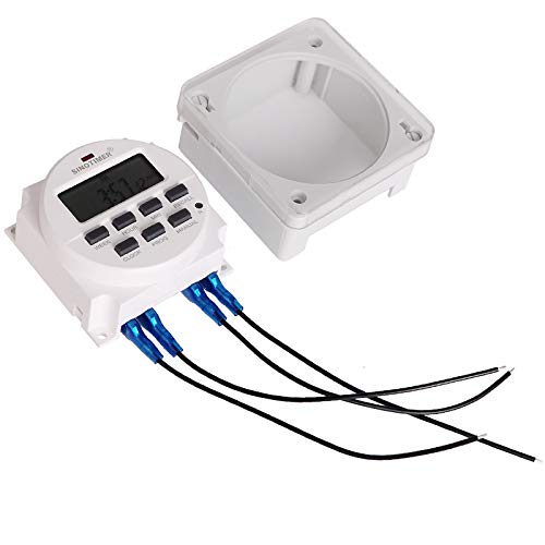 DC 5V 7 Days Programmable Digital Timer Switch Time Relay Control in 12/24hr Format Clock with Countdown Off Function(with 4 Wires)