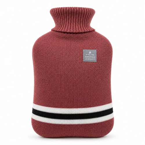 OliviaLiving - Ensemble de bouillotte à eau chaude et congelable, avec bandes classiques pour soulager la douleur, pour la thérapie chaud-froid, capacité : 2000 ml