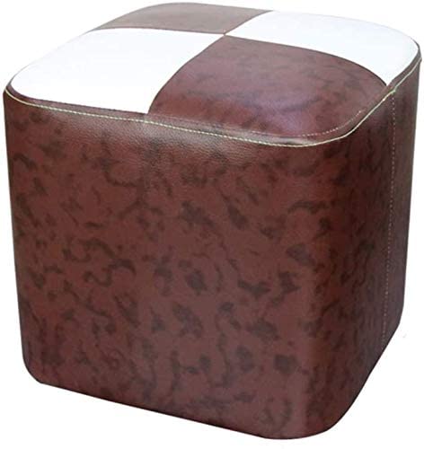 Tabouret de salon en bois et cuir PU bicolore pour créer un coin table basse chaleureux