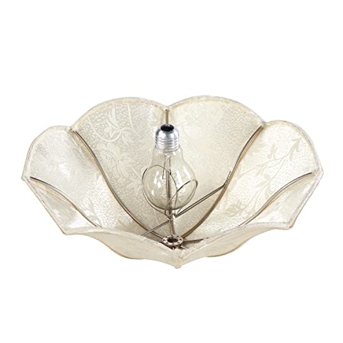 Image of Aspen Creative 52003 Ceiling Clip-on Lamp Shade, Transitional Design in Ivory with Floral Pattern, 13 inch Diameter x 5 inch Height