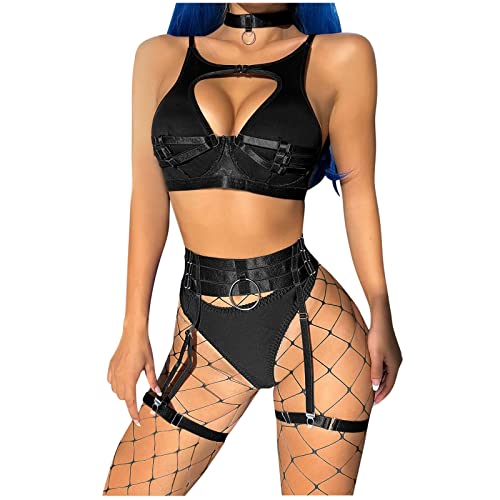 Nuisette transparente rouge sexy et ensemble sous-vêtement femme avec jarretière élastique