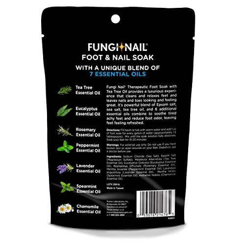 Fungi-Nail Foot & Nail Soak with Tea Tree Oil - Moisturize, Reduce Foot Odor, & Soothe Aching Feet - A Therapeutic Blend of Rich Mineral Epsom Salt, Pure Sea Salt, and 7 Essential Oils - 1 Pound