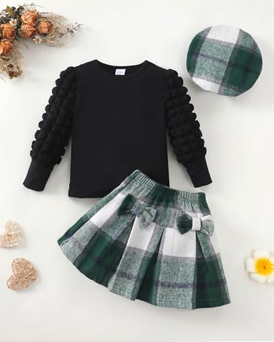 Image of Toddler Girl Clothes Outfit Shirt Top Plaid Mini Skirt Outfits Set Little Girl Dresses Kids Clothes for Girls 18M-8T