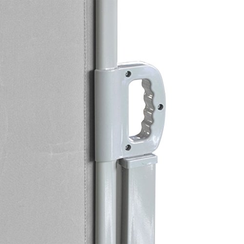 Festnight Retractable Double Folding Side Awning Screen Fence Patio Garden Outdoor Privacy Divider With Steel Pole, 5.2'(H) X 19.7'(W), Gray #TOP6