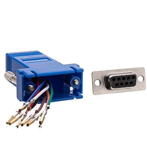 DB9 to RJ45 Modular Adapter - F/F - Serial Adapter, DB9 Female to RJ45 Female Jack, Blue, DB9 RJ45 Adapter, RJ45 to DB9 Female Serial RS232 Modular Adapter, Cablewholesale