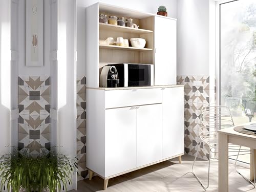 Miniatura 2 de Dekit Grupo Rimobel Wok -Mueble Auxiliar De Cocina Con Almacenaje - 191x120x40 Cm - Blanco Natural