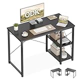 ODK Escritorio Gaming con Estantería Reversible, Negro