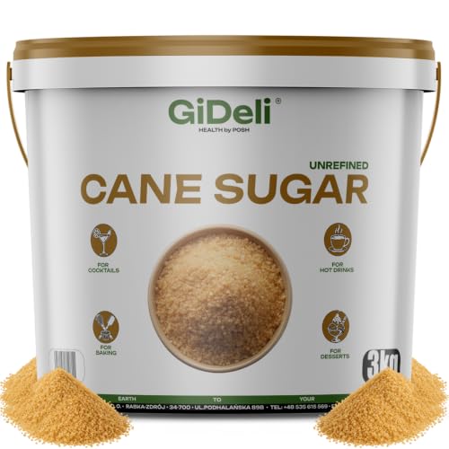 GiDeli Cukier trzcinowy 3 kg nierafinowany w wiaderku