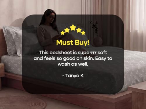 Image of SleepyCat 300 TC Cotton-Soft Microfiber Bedsheet with 1 Pillowcase|Wrinkle-Free|300 TC Plain Weave|No Creases, No Shrinkage|No Colour Fading|150 GSM|Snow Leaf|Fits Mattress Upto 8 Inches|Single