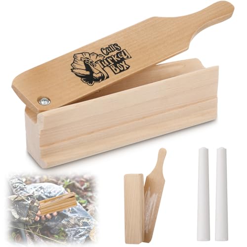 HappyAlley Turkey Box Call with 2 Chalk, Realistic Turkey Calls Box for Hunting, Wooden Gobbler Caller with Realistic Hen Sounds, Spring Hunting Gear Accessories for Beginner and Pro Hunters