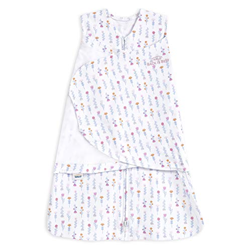 HALO 100% Cotton Sleepsack Swaddle, 3-Way Adjustable Wearable Blanket, TOG 1.5, Flower Garden, Small, 3-6 Months