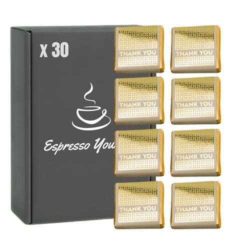 30 Thank You Milk Chocolate Neapolitans Individually Wrapped Mini Chocolate Squares for Gifting Offices Events Catering & Hospitality Espresso Yourself