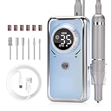 ISBESTON Electric Nail Drill-35000RPM Portable Acrylic Gel Polish Remover Nail Drill Machine with 6 Nail Bits, Professional Manicure Pedicure Polishing Tools for Home Salon, Blue