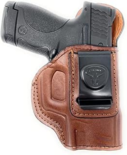 Cardini Leather USA - IWB Ultra Soft Leather Gun Holster - Concealed Carry Holsters - for Glock 26, 27, 33, Springfield XD 3 Sub Compact, S&W M&P Shield - and Like Sized Handguns - Brown, Right Hand