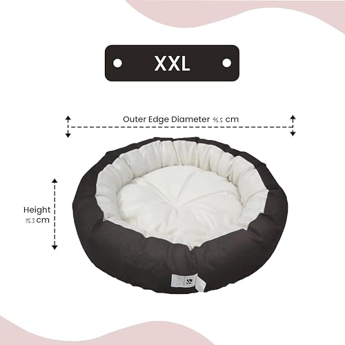 Image of XXL Size Dog Bed for Large Size Dogs and cat Bed Velvet Fabric Dual Color Cream-Brown Anti Skid Bottom Washable Export Quality Big Pet Bed