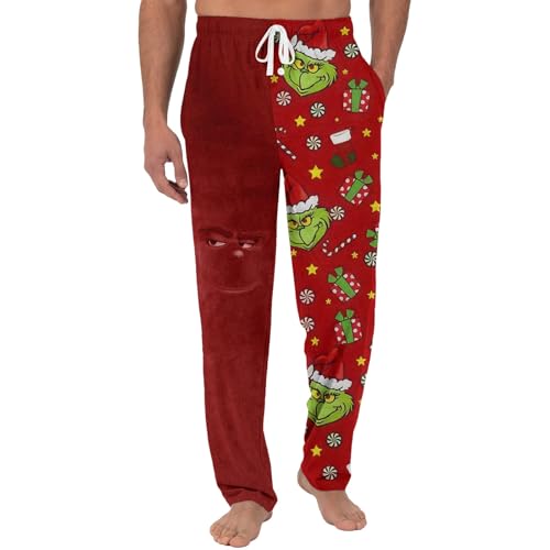 Mens Christmas Pajama Bottoms Comfy Lounge Pants with Pockets Soft Loungewear Sleepwear Casual Holiday Pajamas Pant