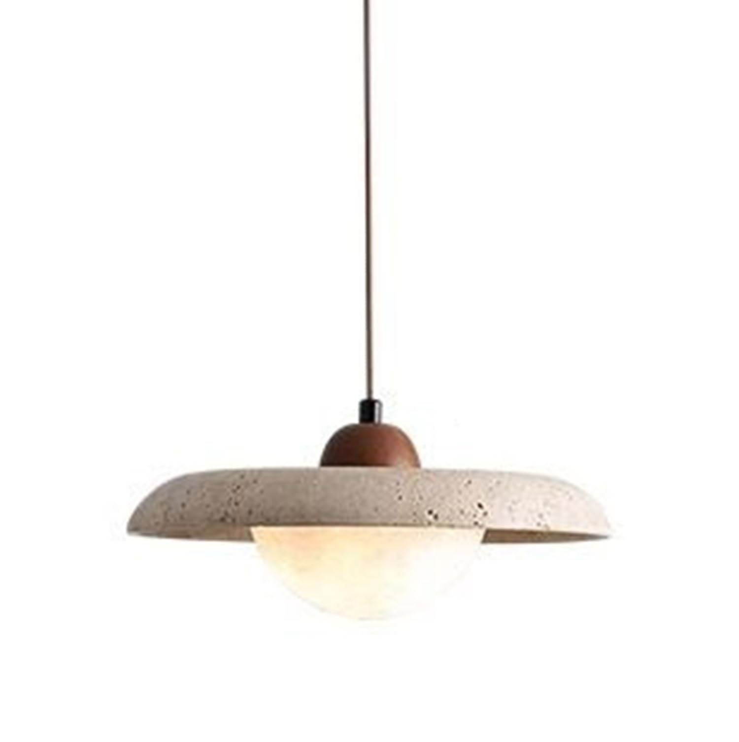 MTNROO Japanese Style Travertine Hanging Light 9.8in Pendant Lamp Fixture Natural Porous Travertine Stone Circular G9 Socket Wabi-sabi Style Elegant for Commercial Hallway Coffee Shop Hallway