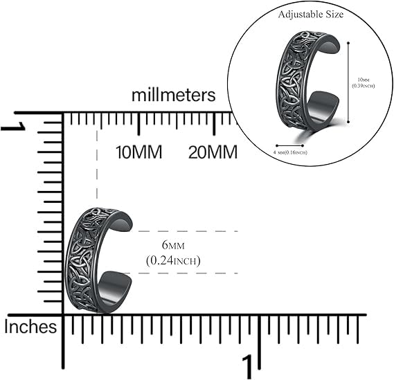 Celtic Ear Cuffs for Men Non Piercing 925 Sterling Silver Ear Cuff Earrings for Women Unisex Black Viking Earrings Cuffs4