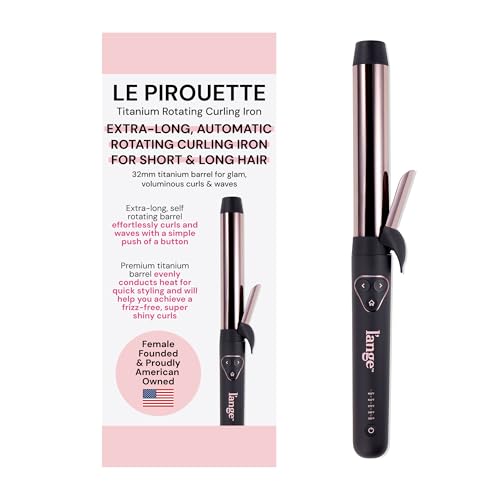 L'ANGE HAIR Le Pirouette 32MM Titanium Rotating Curling Iron Self-Rotating Curler | Curls and Waves for Beginners and Pros | Premium Titanium 1.25 Inch Barrel | Black