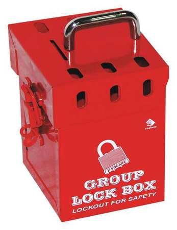 Group Lockout Box, Red, 6 in. W, Steel