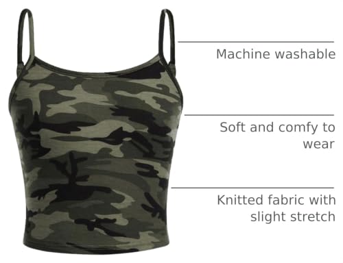 Image of GORGLITTER Girl's Camo Tank Tops Summer Y2K Spaghetti Strap Cami Top Kids Sleeveless Slim Fit Camisole