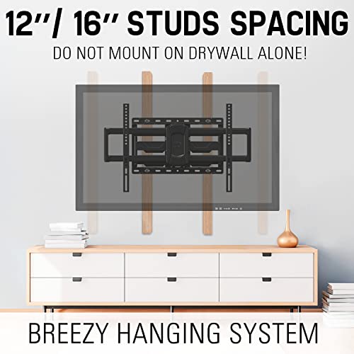 Mounting Dream Tv Wall Mount Full Motion Tv Mount For 42-75 Inch Tvs, Bracket With Dual Articulating Arms, Fits 12” / 16” Wood Studs, With Vesa 600X400Mm Up To 100Lbs #TOP5