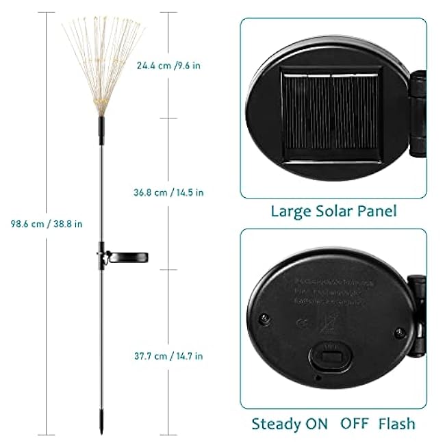 Solar Firework Lights, 2 Pack 135 LEDs 2 Lighting Modes Solar Lights Outdoor Waterproof for Garden Patio Walkway Pathway Party Wedding Christmas Decorative - White