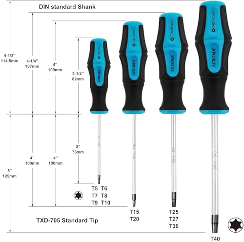 Bit-Schraubendreher Acroma 12-teilig magnetisch Torx Set
