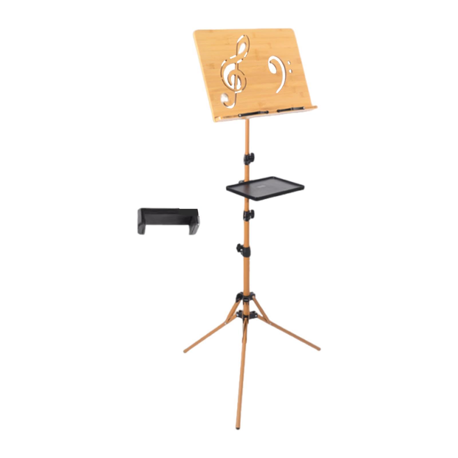 Generic Atril de Música de Madera Plegable con Soporte Ajustable de Altura Y Ángulo Resistente para Partituras Adecuado para Músicos Profesionales Y, con Clip para Teléfono con Bandeja