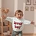 Lesimsam Toddler Baby Boy Valentine's Day Outfit Letter Embroidery Knit Sweater Long Sleeve Knitted Pullover Sweatshirt Top (A-White, 18-24 Months)