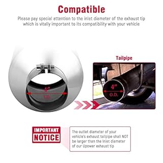 Upower Universal Diesel Trucks Car Exhaust Tip 4 Inch Inlet 6" Outlet 15" Long Stainless Steel Bolt-On